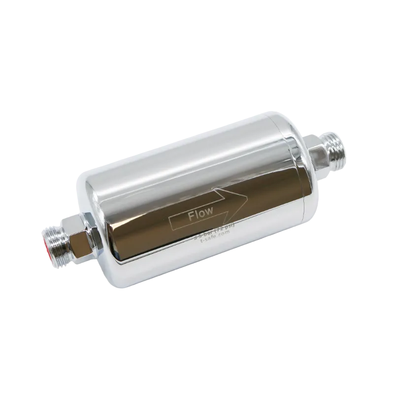 Filtre en ligne chrome Dyese — raccordement avant robinet, design inox